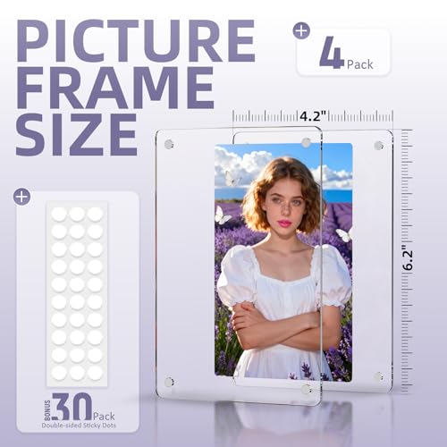 4 Pack 4x6 Inch Magnetic Picture Frame for Fridge - size: 4 X 6 (4-pack)