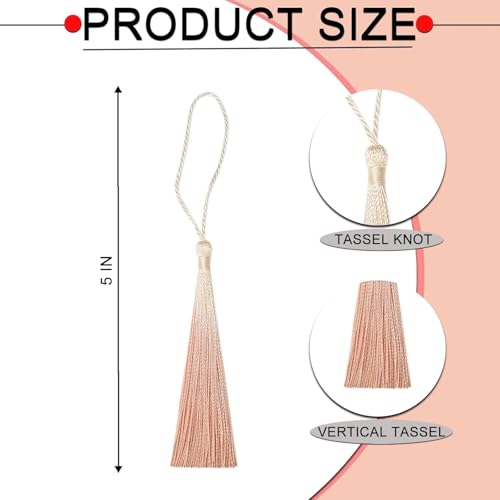 50Pcs 5 Inch Bulk Bookmark Tassel Kit for Graduation, Keychain(Beige Nude) - color: Beige&nude