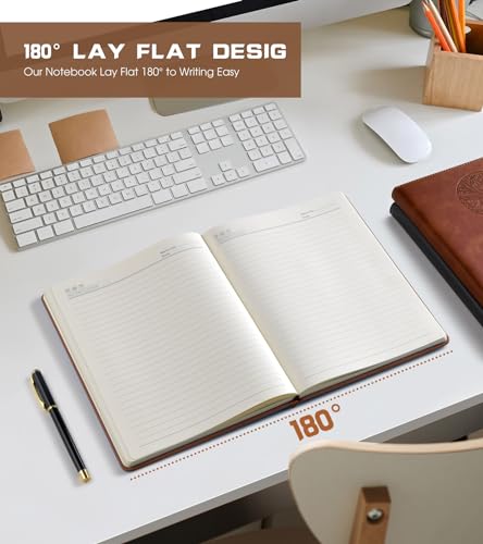 Biuwory Leather Journal Notebook, 256 Thick Lined Pages, Hardcover 8.6"×11" - color: Brown, size: Lined-256 Pages (8.6"×11")