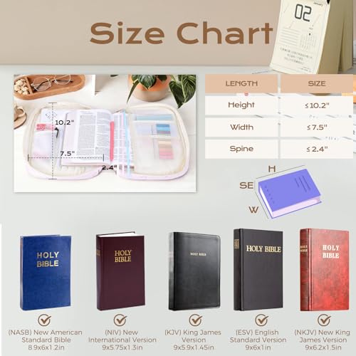 XKDOUS Bible Cover for Women Bible Bag Kit Church Book Holder Carrying Case - color: Pink Bow
