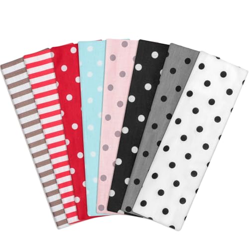obeoby 8 Pcs Polka Dot Headbands for Y2k Outfits, Non-Slip Cloth Headband - color: Polka dots