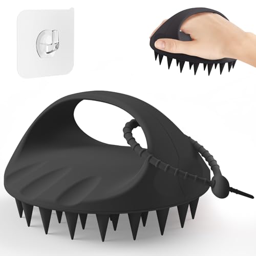 Manmihealth Large Hair Scalp Scrubber, One-piece Silicone Scalp Massager - color: Style 2(black)