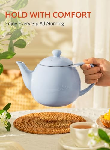 Sweese Teapot, Porcelain Tea Pot with Stainless Steel Infuser, Blooming & Loose Leaf Teapot - 27ounce, Lilac - color: Lilac, size: 27oz (with infuser)