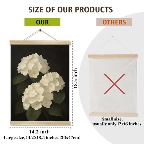 You found a duck Vintage White Hydrangea Poster Wall Art Decor,Retro Hydrangea Wall Art,Flower Linen Hanging Poster for Bedroom Living Room Office, 18.5X14inch (HD014) - color: HD014
