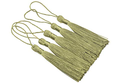 KONMAY 20pcs Silky Handmade Tiny(3.5'') Soft Craft Mini Tassels with Loops for Bookmarks Jewelry Making, Decoration DIY Projects (Army Green) - color: Army Green