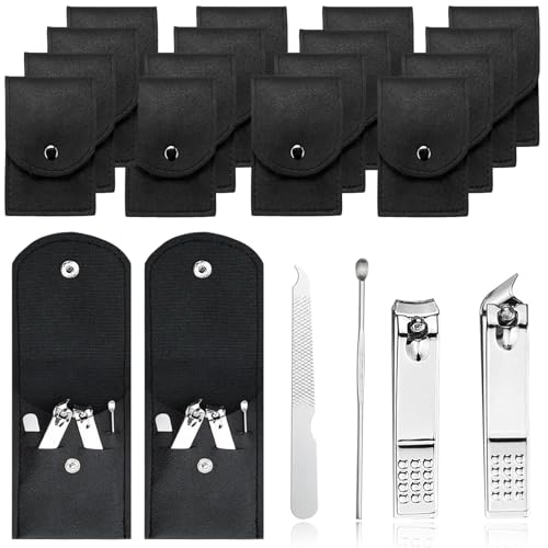 16 Sets Travel Manicure Set Professional Nail Clipper Kit Bulk,4 in 1 Adult Stainless Steel Travel Manicure Kit with Case Individually Wrapped Nail Clippers Bulk for Homeless,Hotel,Charity（Black） - color: Black