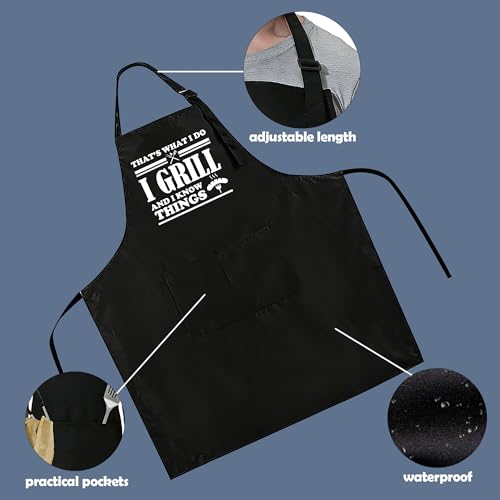 Funny Apron for Men Women,Humorous Kitchen Apron- Grilling Cooking BBQ Accessories, Gift for Dad Husband - color: That's What I Do I Grill