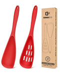 BUNDLEPRO Silicone Cooking Spoons for Nonstick Cookware, One-Piece, 2 Pack - color: Red