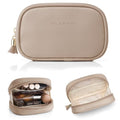 VLANDO Travel Makeup Pouch,PU Leather Pouch with Interior Pockets,Toffee - color: Small-Toffee