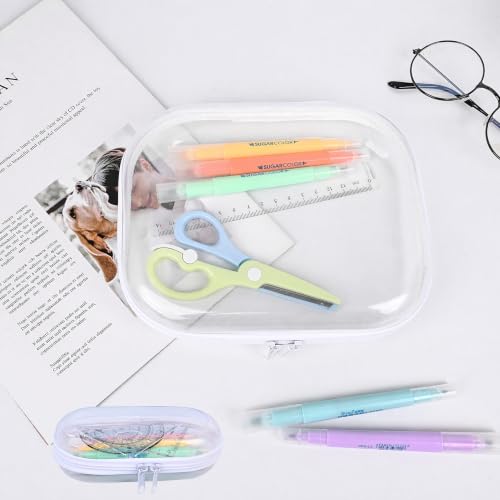 Clear Hard Shell Zipper Case,6PCS Transparent Clear Zipper Pouches,Hard Side Plastic Case Set,Portable Travel Storage Organizer Bins - color: 6pcs-M