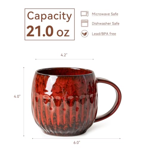Crimson Ember Ceramic Mug, 21oz Reactive Glaze Coffee Mug, Gift for Him - color: 21OZ -A- Crimson Ember · POWER