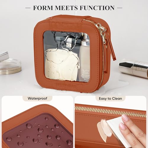 Clear Mini Makeup Bag for Fall, Cosmetic Make Up Pouch, Brown - color: Brown, size: Mini
