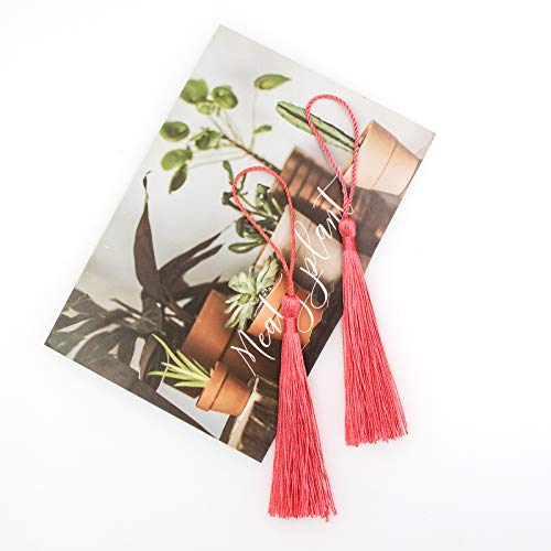 VAPKER 100 Pieces Light Coral Color 13cm/5-Inch Silky Handmade Soft Tassels Floss Bookmark Tassels with 2-Inch Cord Loop for Jewelry Making, DIY Projects, Bookmarks - color: U:light Coral