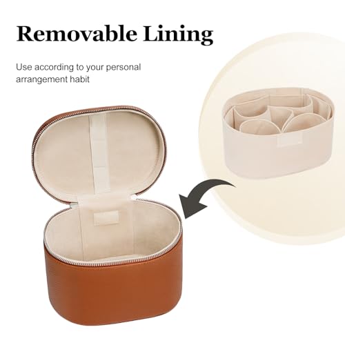 Cosmetic Case, Leather Makeup Bag, Portable Handheld Makeup Case, Detachable Compartments - color: pink, size: M(8*5.5*6in)