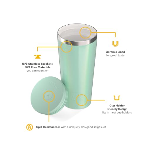 RTIC 20oz Everyday Tumbler, Insulated, Ceramic Lined, Fresh Mint Glitter - color: Fresh Mint Glitter, size: 20 Ounces