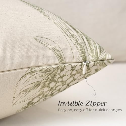 Kevin Textile Hydrangea Floral Pillow Covers Set of 2 18x18 Inch, Green - color: Cedar Green