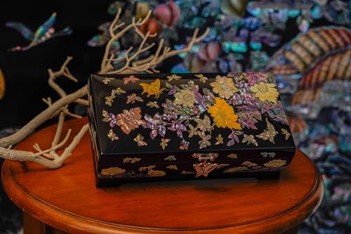 February Mountain Exquisite Mother-of-Pearl Floral and Butterfly Lacquer Jewelry Box - Elegant Gift for Women - style: Colorful Butterfly