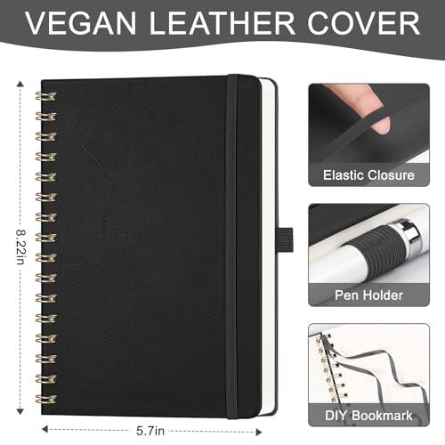 AHGXG Dotted Journal, 140 Pages, A5 (5.7" x 8.3") - color: Black, style: A5-Dotted
