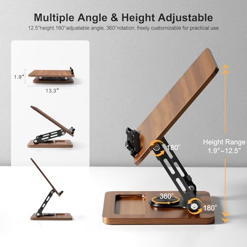 OPTIXCELL Book Stand for Reading, 360° Rotating Book Holder, Page Clips - style: Book Stand