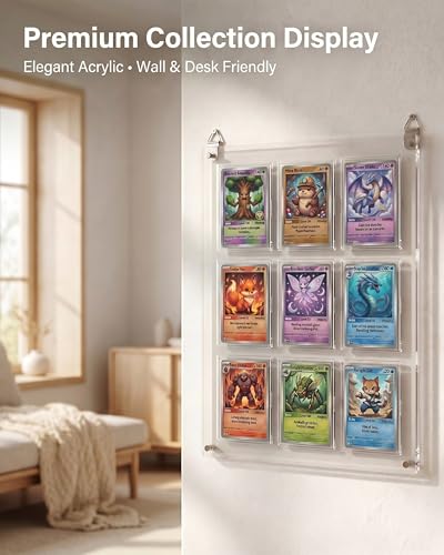 9-Card Acrylic Trading Card Display Frame with Slim UV Card Holders - size: 9 Cards Small