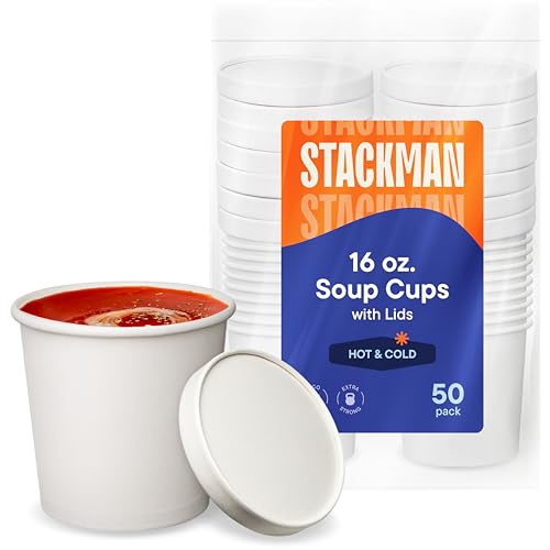 Eco-Friendly Paper Food Containers with Lids - 16 oz [50-Sets] Soup Cups - size: 16 oz.