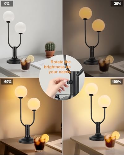 Lightdot Black Globe Table Lamp for Bedroom Gift G9 Bulbs Included Dimmable - color: 10-Black-Globe-2U