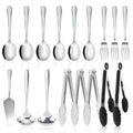 17PCS Serving Spoons and Utensils Set, Stainless Steel Serveware Silver - color: Silver
