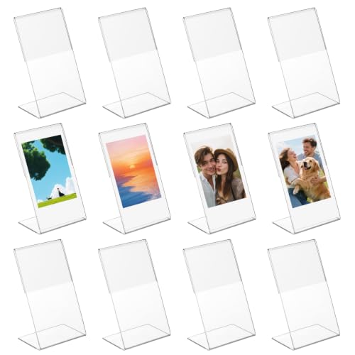 Mini Acrylic Picture Frames 2x3 for Instax Mini Film, Clear Instant Photo Display Stand for Fujifilm Instax 12 11 9 40 25 90, Small Tabletop Picture Frame for Desk Shelf (12 Pack) - size: 12 Pack