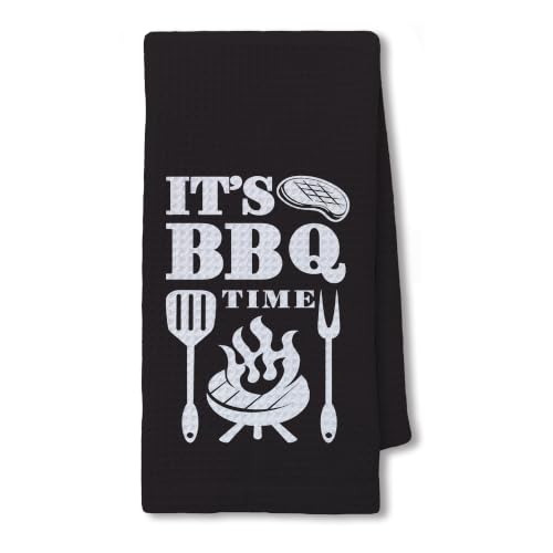 Funny Grilling BBQ Hand Towels for Kitchen - color: Bbq Time