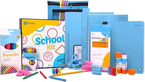 Enday Back to School Supplies for Kids, School Supply Box Grades K-5 - color: Blue, size: 1 Kit