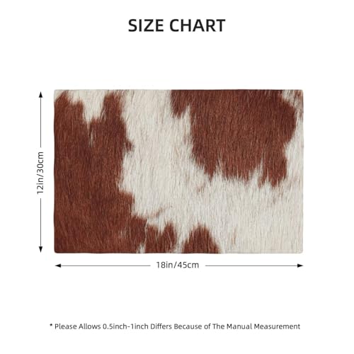 Cowhide Animal Skin Placemats Washable Table Placemat Set of 4 - color: White Brown, size: Set of 4