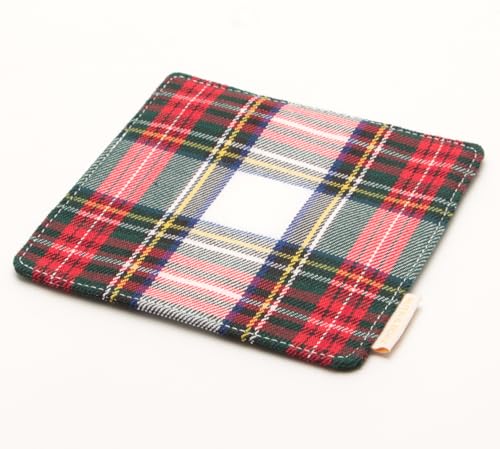 RUTH&BOAZ Traditional Scottish Tartan Plaid Fabric Coasters | for Christmas Parties | Set of 6 | 4”Square (White)