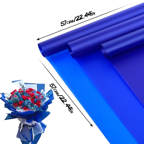 CCIJESW 20 Sheets Flower Bouquet Wrapping Paper Pure Dark Blue - color: 005-Slightly Transparent Blue