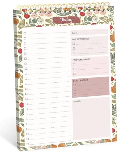 Taja To Do List Notepad, Undated Daily Planner for Work and Goal Setting - color: u-Cherry Orchard, size: 1 Pack