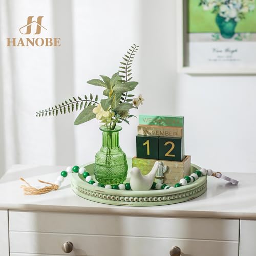 Hanobe Sage Green Decor Tray, Beaded Edge & Distressed Finish - color: Sage Green