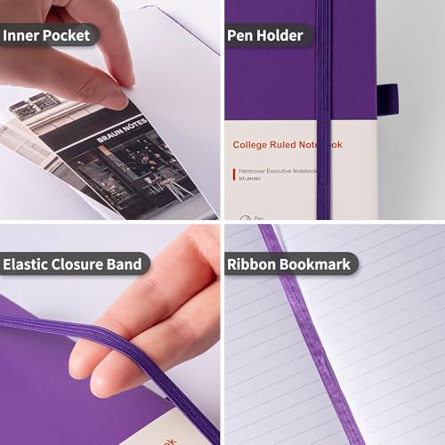 Hardcover Notebooks, A5 Lined Journals Notebook for Writing 160 Pages - color: Lavender Purple, size: 1 Pack