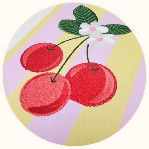 Lady Jayne Embroidered Canvas Hardcover Journal with 192 Lined Pages, 6” x 8.5” – Fruit and Fleur Cherries (83500) - color: Cherries