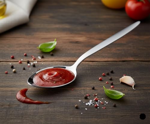 Chef Kunz Spoon | 9 inch 2.5 Tbsp18/10 Stainless Steel Silver Serving Spoons | Sauce, Basting, Quenelle, Plating, Cooking Chef Spoon, Dishwasher Safe