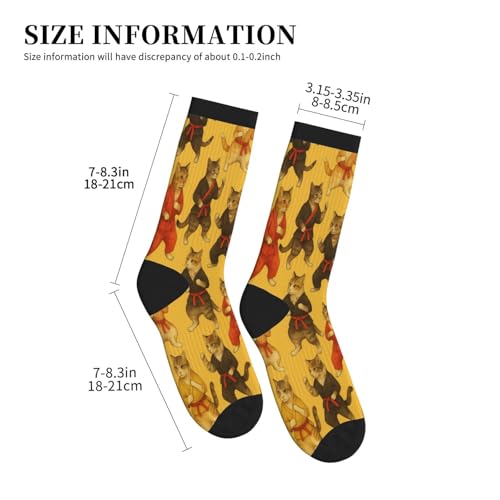 Crew Athletic Socks Funny Crazy Casual Sports Novelty Dress Socks for Women Men Running Hiking - color: Funny Yellow Cat