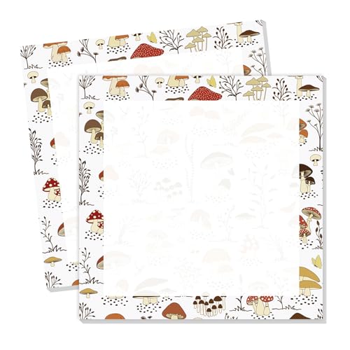 Cute Sticky Notes 3 x 3 in, 2 Pack Self Stick Note Pads with Fun Patterns, Strong Adhesive Memo Pads for Office School Home, 80 Sheets per Pad Cute Mushroom - color: Cute Mushroom