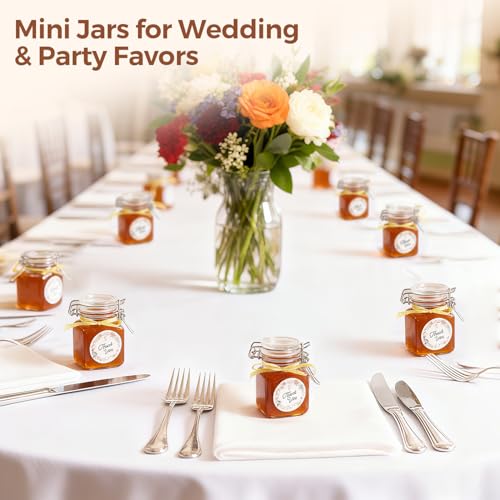 ComSaf Square Small Glass Spice Jars with Airtight Lids 4 oz 6 Pack Pantry - size: 4 fl oz x 6