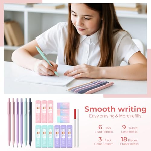 Nicpro 38PCS Aesthetic School Supplies, Pastel Mechanical Pencil Set - size: 38 PCS