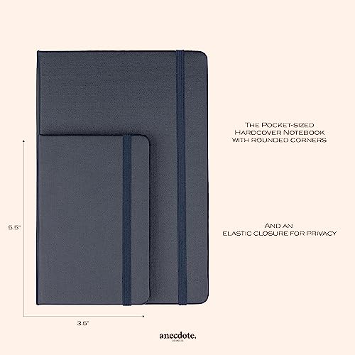Anecdote Journal Notebook (5.5"x3.5" Pocket Size) 192 Lined Pages Hardcover - color: Ink Blue, size: 5.5" x 3.5"
