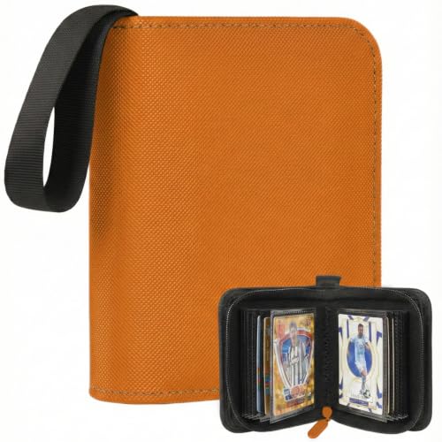 1 Pocket Card Binder–Collectible Trading Card Album, Single Card Holder with 20 Pages, Holds 40 Cards, Side-Loading Mini Binder for TCG, MTG, Sports, Baseball,Football,Small Sports Card Book,Orange - color: Orange