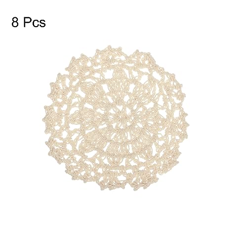uxcell Fabric Coasters, 8pcs 4" - Cotton Woven Crochet Doilies, Lace Embroidery Cup Mat with Floral Pattern for Wedding Party Decoration (Beige) - color: Beige