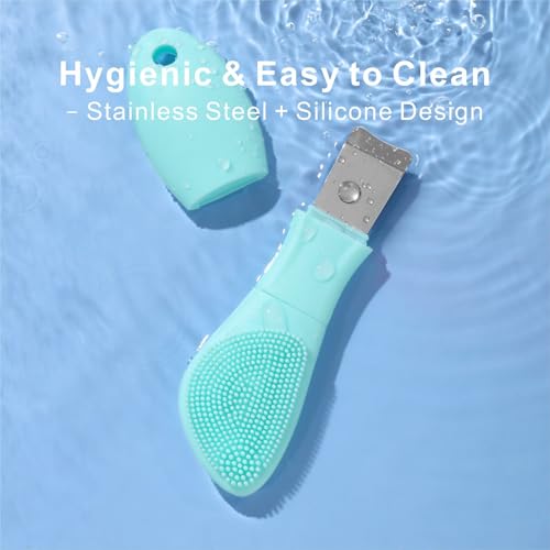 Blackhead Remover & Silicone Face Scrubber,Face Spatula,Facial Cleansing Brush, Pore Brush, Face Scrubber Exfoliator for Facial Deep Cleansing (Cyan) - color: Cyan
