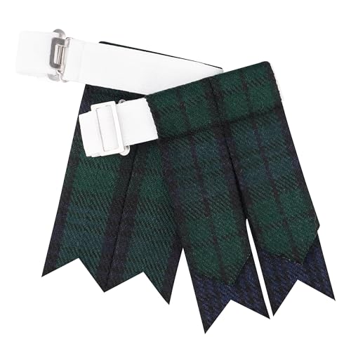 EZE Kilt Flashes for Men with Heavy Buckle Adjusters, Plain & Tartan Kilt Sock Flashes Acrylic Wool - color: Black Watch