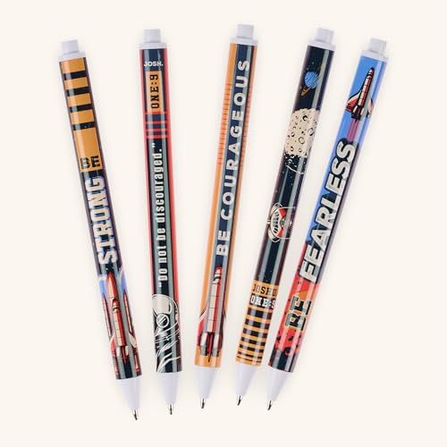 Christian Art Gifts Strong & Courageous Pen Set, Space Design - color: Strong & Courageous/Multicolor