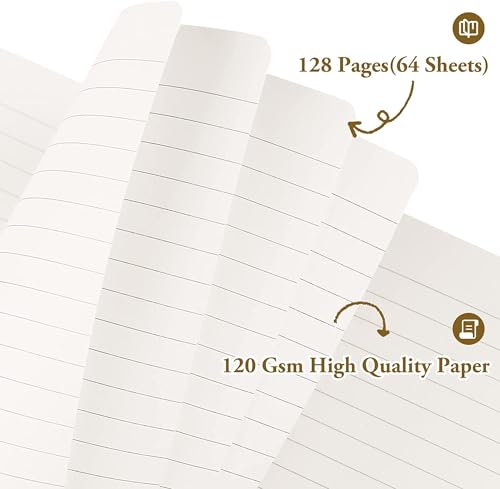 5 Pack Lined Notebook Journals, A5 Hardcover Journals for Writing, Brown - color: Brown, size: 5