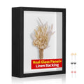 8x10 Shadow Box Picture Frame with Real Glass Panel and Linen Back - color: Black + Thickened Panel + Foam Packaging, size: 8x10